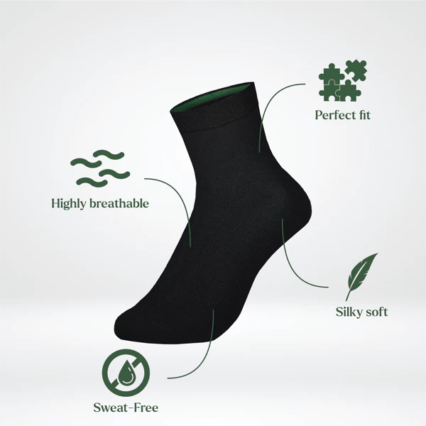 Benysøn 1201 Mellemhøje bambussokker unisex kvartlængde BEN 3 pak