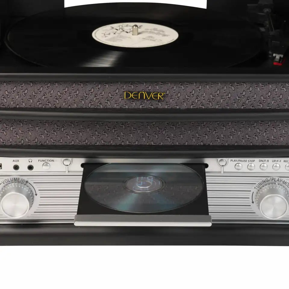 Denver MRD-51B SORT RETRO Anlæg med DAB+ og FM-radio, en pladespiller, kassetteafspiller og meget mere.