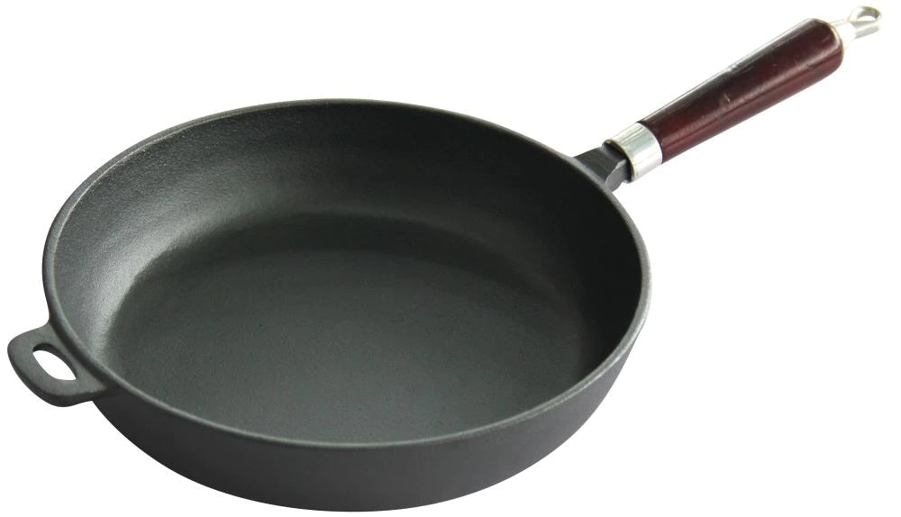 KINGHOFF KH-1009, støbejernspande 30 cm med træhåndtag