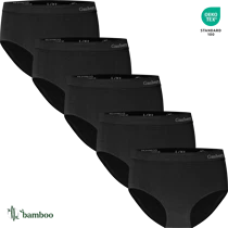 3101-Sort 6-pak sømløse midi-trusser i bambus