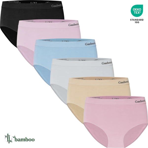 3101-Mix 6-pak sømløse midi-trusser i bambus flerfarvet mix