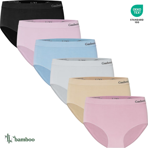 3101-Mix 6-pak sømløse midi-trusser i bambus flerfarvet mix
