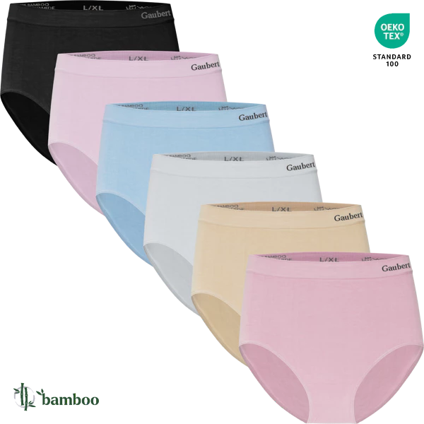3102-Mix 6-pak sømløse bambus trusser med høj talje