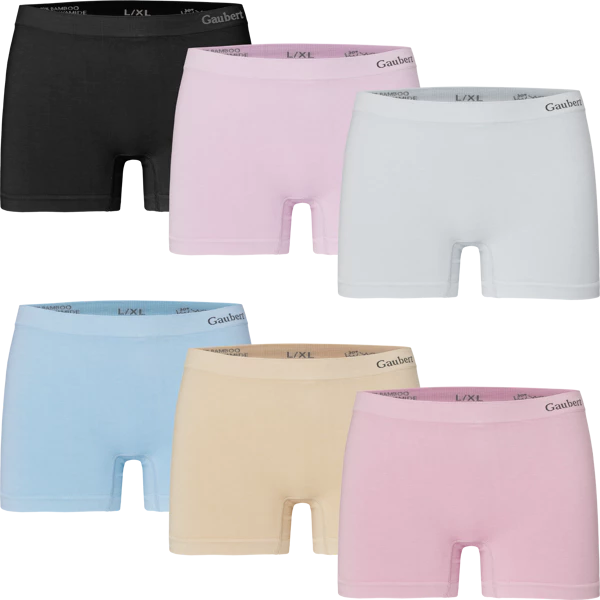 3103-Mix 6-pak sømløse bambus boxershorts til kvinder