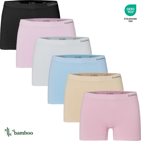 3103-Mix 6-pak sømløse bambus boxershorts til kvinder