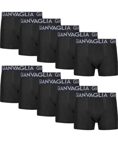 GIANVAGLIA® Basic 10-pak bomulds boxershorts 023-SORT M-XXXL