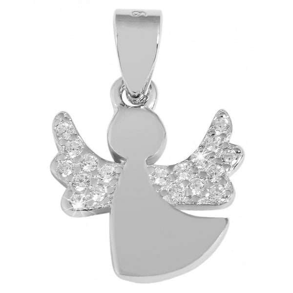 925 sølv vedhæng engel med vinger, 18 hvide zirconia