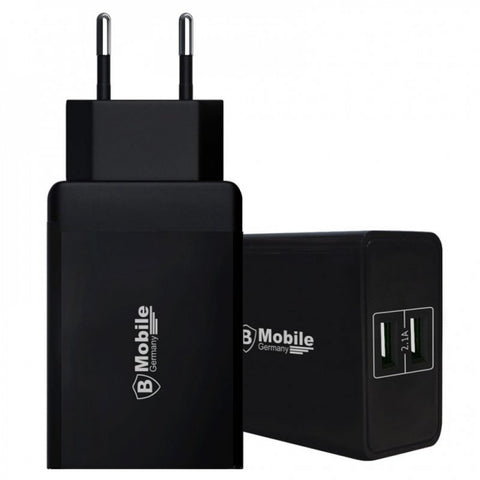 B-Mobile opladningsadapter 230V strømforsyning med 2 USB-porte