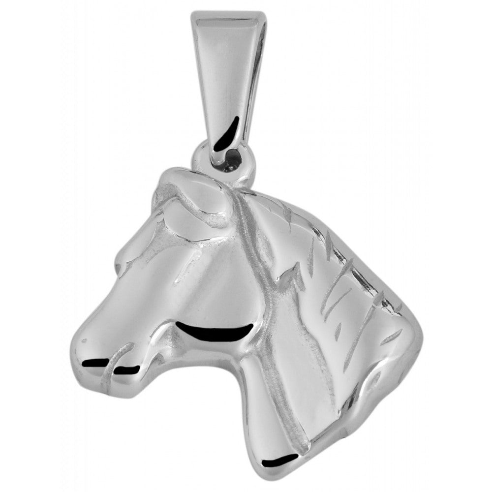 Hestehoved ædelstål vedhæng i sølv