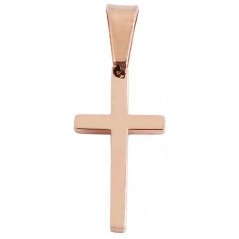 Rosaguld kors i ædelstål akzent vedhæng, bredde: 11 mm