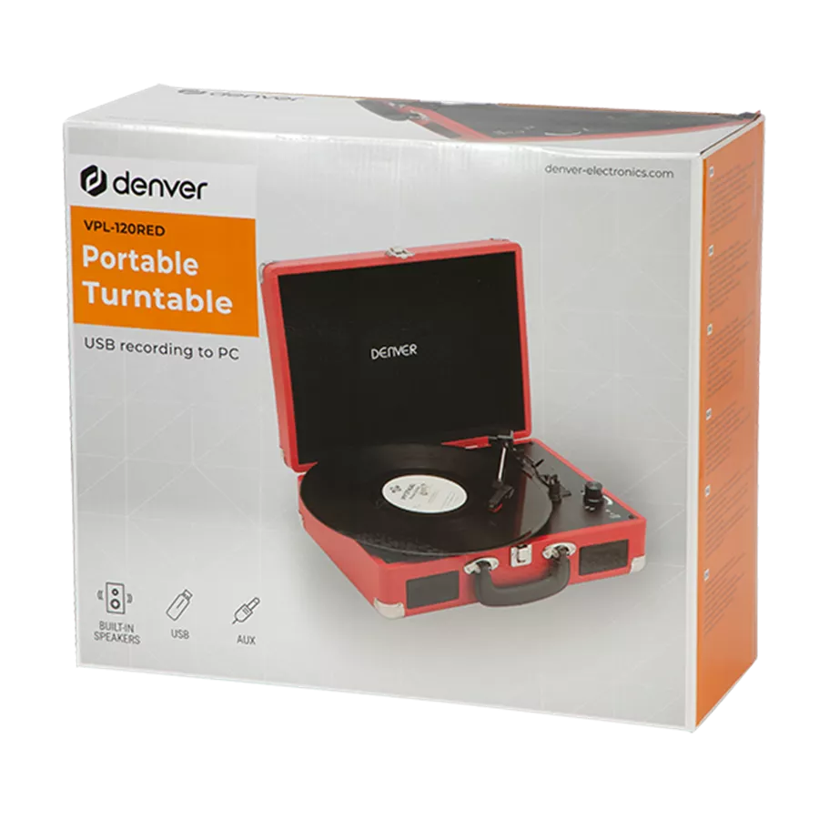 DENVER VPL-120 Blue/RED USB Transportabel pladespiller